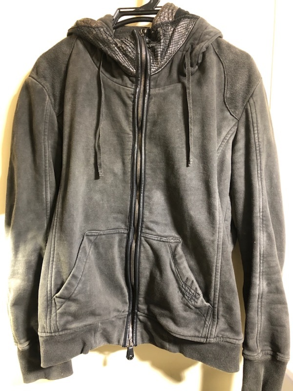 未使用 希少 KYOJI MARUYAMA キョウジマルヤマ■ クロコダイル×バイソン×ゴート パーカー フルジップ 重量感あり 黒 拍卖