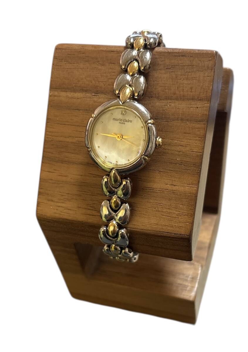 marle clalre マリクレール 0852CH-00 クォーツ シェル文字盤 シンプル レディース腕時計【電池交換済み】拍卖
