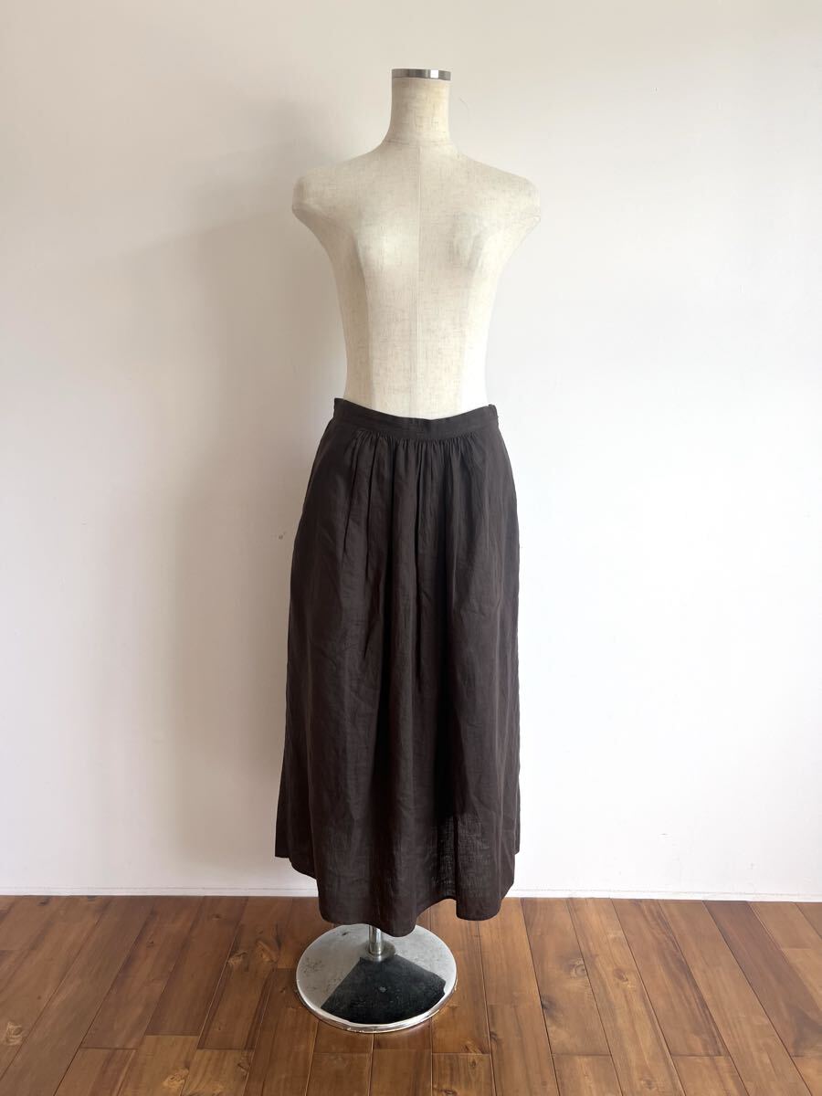 MARGARET HOWELL/マーガレットハウエル/ロングスカート/スカート/Ⅰ/SM/リネン/ダークブラウン/良品美品拍卖