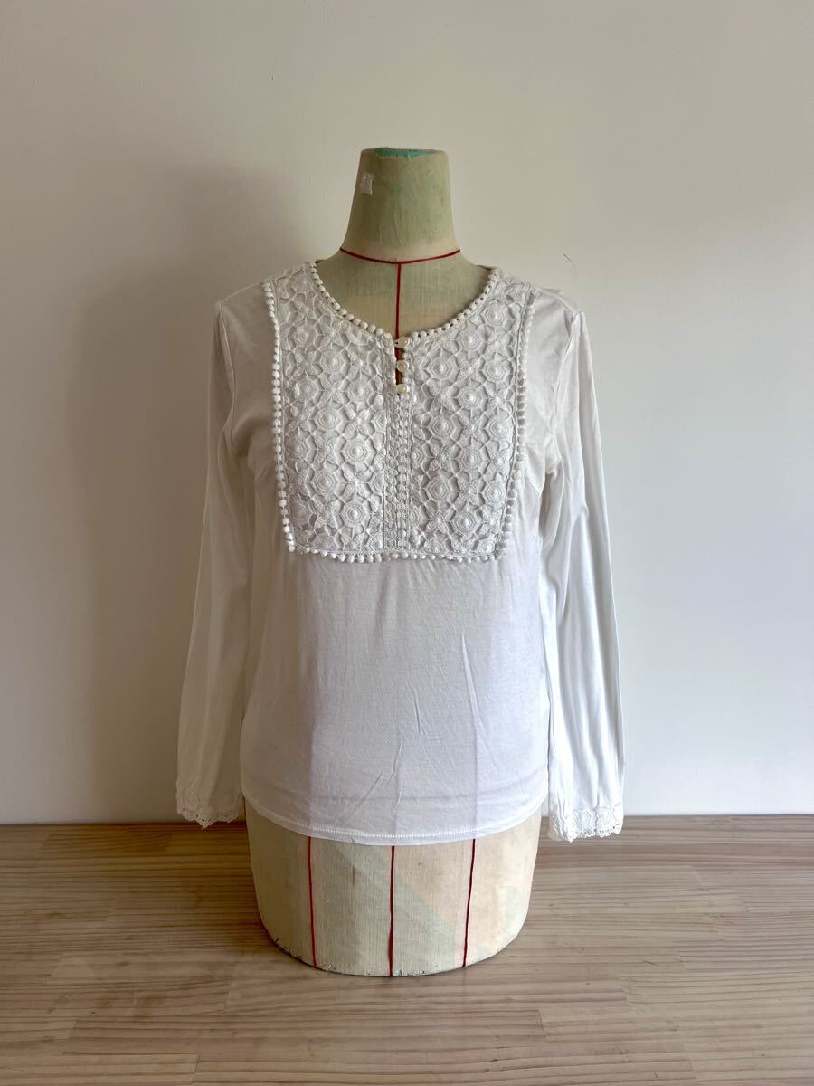 ESPIE/エスピエ/トップス/長袖シャツ/カットソー/ホワイト/レース/38/M/美品良品拍卖