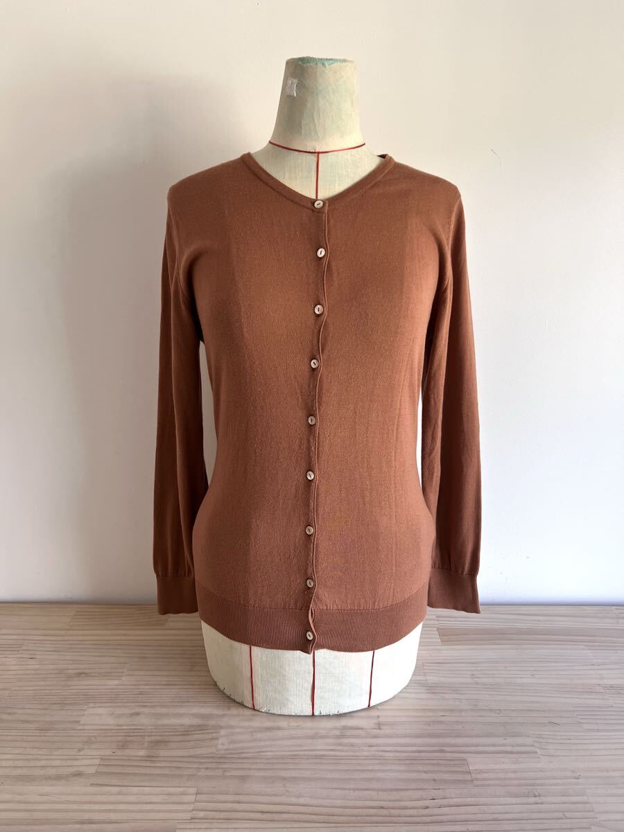 ジョンスメドレー/JOHN SMEDLEY/トップス/ニット/M/カーディガン/長袖/セーター/カットソー/コットン/イギリス製/ブラウン/美品良品拍卖
