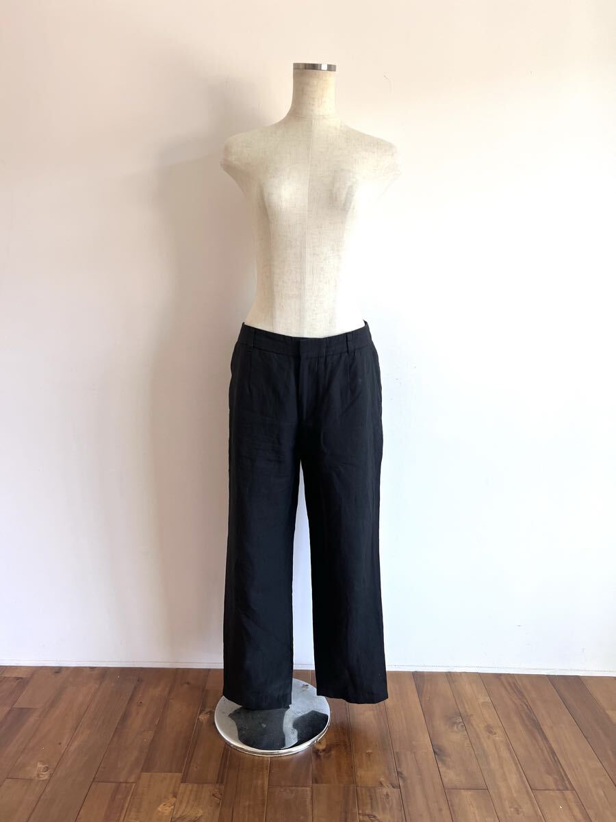 MARGARET HOWELL/マーガレットハウエル/パンツ/Ⅱ/M/リネン/ブラック/日本製/良品美品拍卖