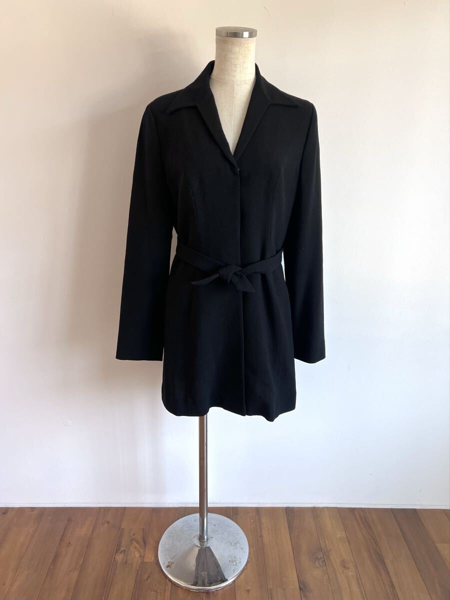 シビラ/Sybilla/コート/ライトコート/ジャケット/長袖/ウール/ブラック/裏地付き/40/M/リボン/美シルエット/美品良品拍卖