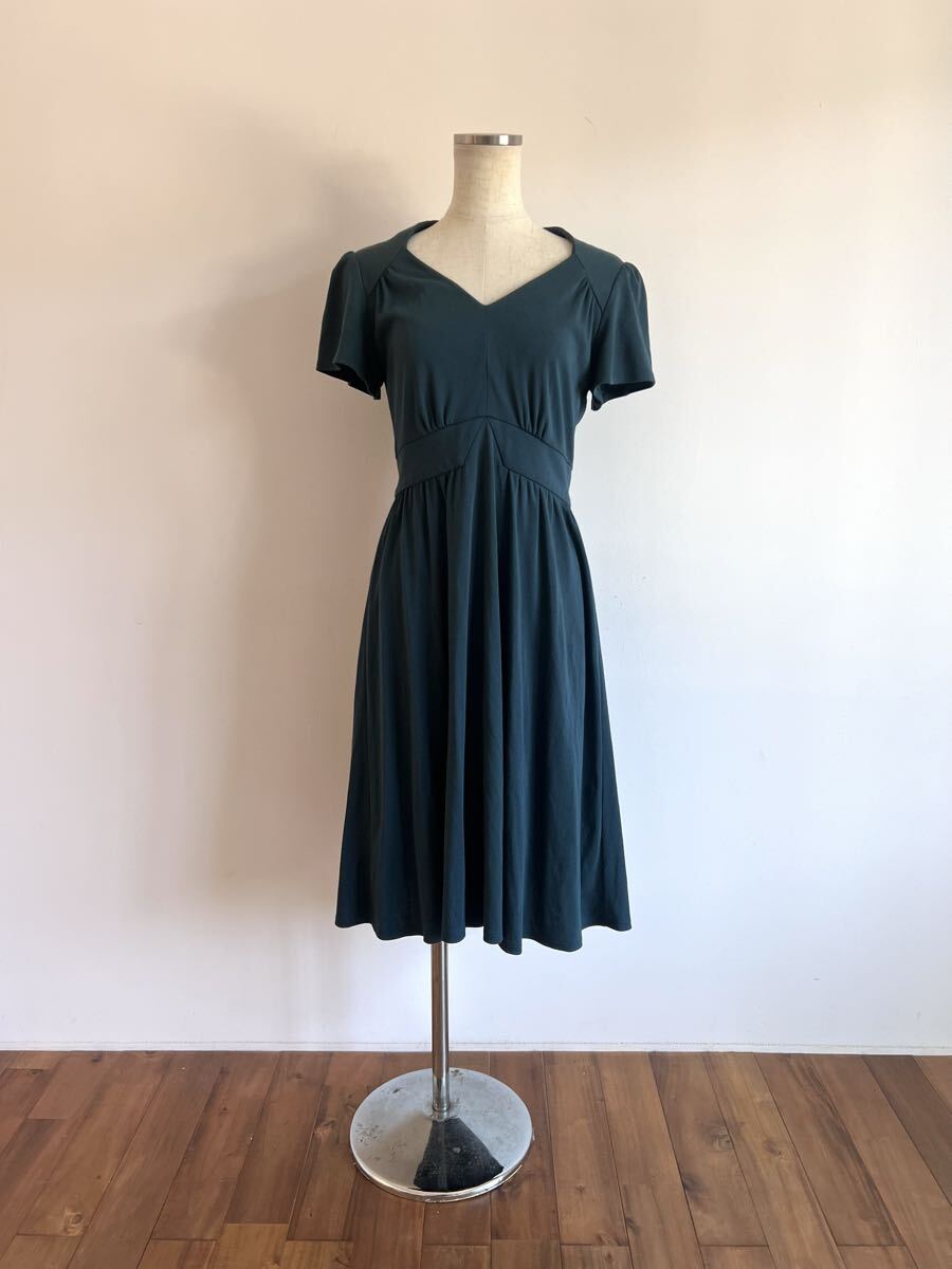 シビラ/Sybilla/ワンピース/半袖/ブルーグリーン/M/ペチコート付き/トリアセテート×コットン/日本製/美シルエット/美品良品拍卖