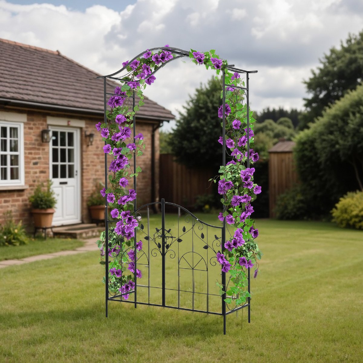 【国内発送】ガーデンアーチ&ゲートセット 両開き門扉 ガーデンアーチ ローズアーチ 園芸 ガーデニング用品 ガーデン ファニチャー スチー拍卖