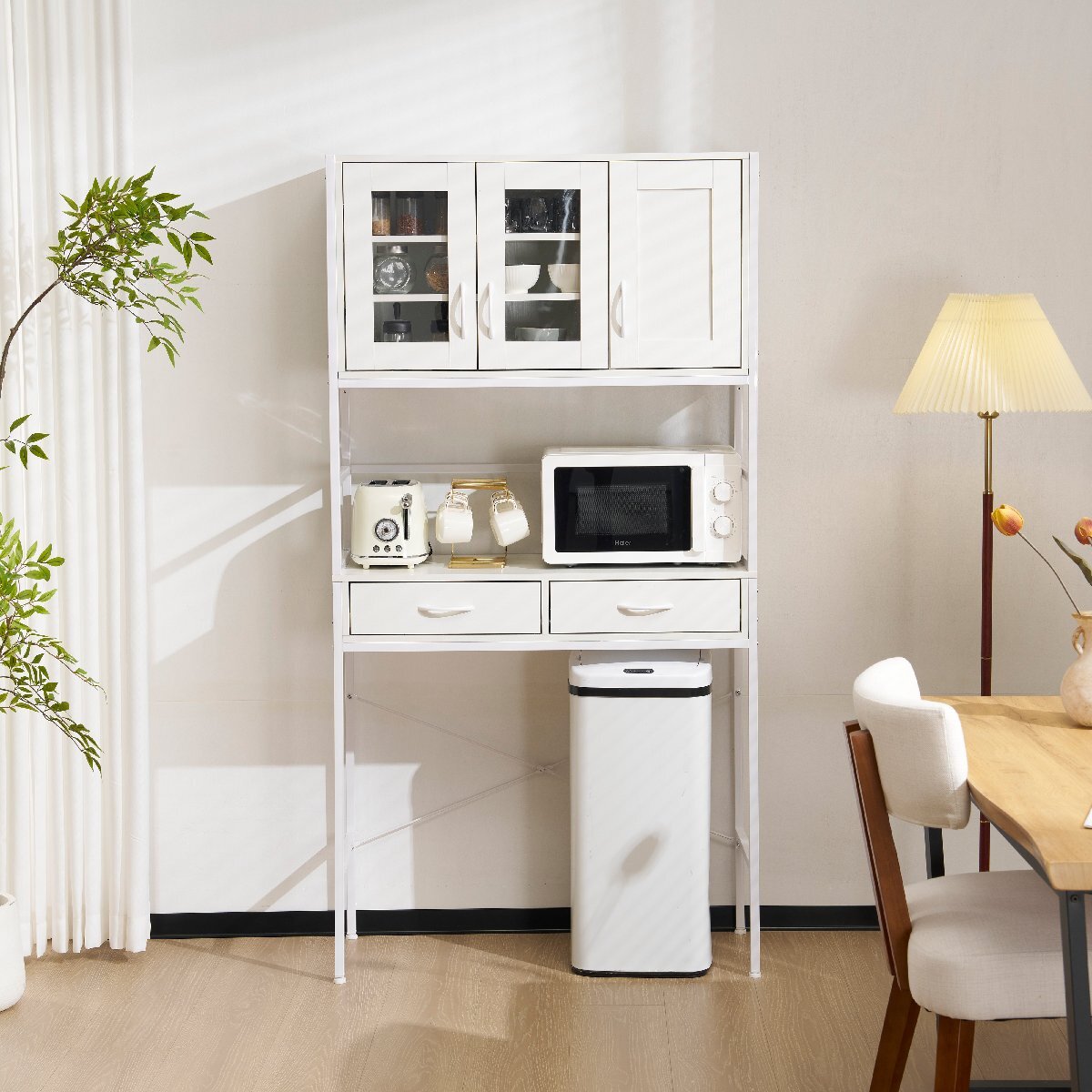 【国内発送】食器棚 キッチンボード レンジボード キッチン 収納 棚 家電収納 キッチン収納 一人暮らし スリム シンプル キッチンボード レ拍卖