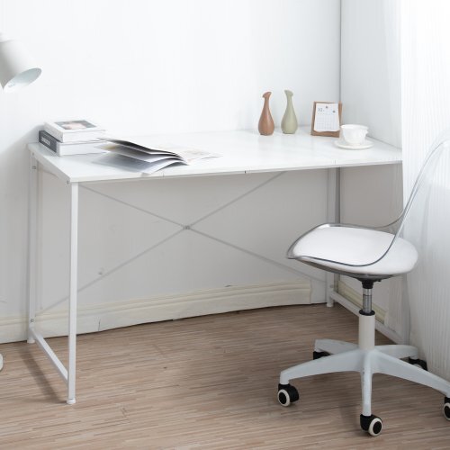 【国内発送】【ホワイト】パソコンデスク シンプル 極簡易デスク ワークデスク 木製 机拍卖