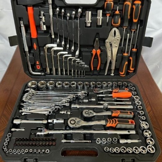 142セットのpcタービン修理組み合わせ工具レンチクランプドライバーハンマースリーブラチェットジョイント拍卖