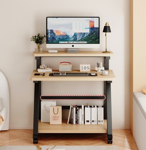 小さめのパソコンデスク、家庭用ミニ移動式デスク、寝室用シングル簡易二段パソコンデスク拍卖