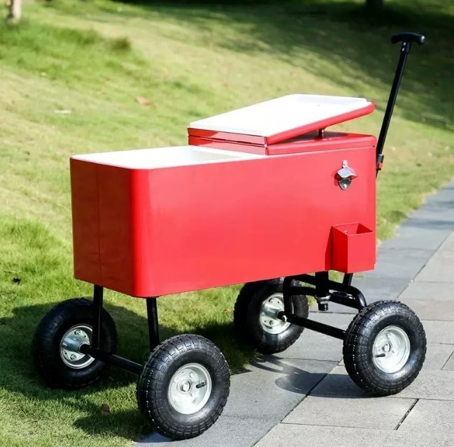 アウトドアキャンピングカー家庭用小型冷蔵庫キャンプ冷凍庫クーラーボックスレバーカート75L拍卖