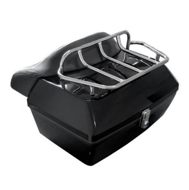 リアボックス バイク用トップケース 48L 大容量 モノキーケース バイク収納ボックス バックレスト付き ブラック 多機能拍卖