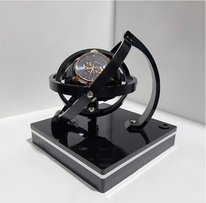 自動巻き時計用シングルウォッチワインダー、サイレントモーター付き、高級自動巻き時計用回転式ウォッチボックス(17~20cm)拍卖