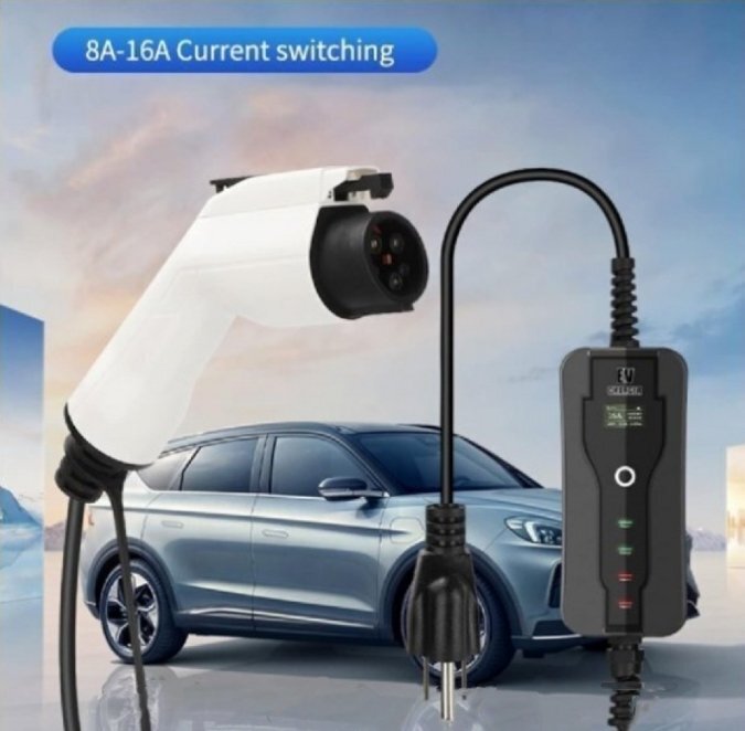 電気自動車(EV)充電器、(110-240V、8A/ 10A/ 13A/ 16A電流調整可能) 家庭用電動カーチャージャー 急速充電ケーブル付き,White,5m/16.4ft拍卖