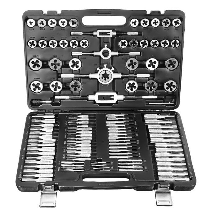 110個タップとダイセットプロタングステン鋼タップとダイスレッド切削工具精密メトリックボルトエンジニアリングタップとダイキット拍卖