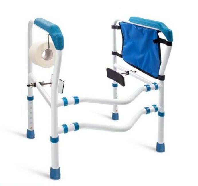 排泄補助 便器の棚、高齢者のトイレの手すり 耐荷重は150kg 穴あけ不要、滑り止めフットパッド、自由に調節拍卖