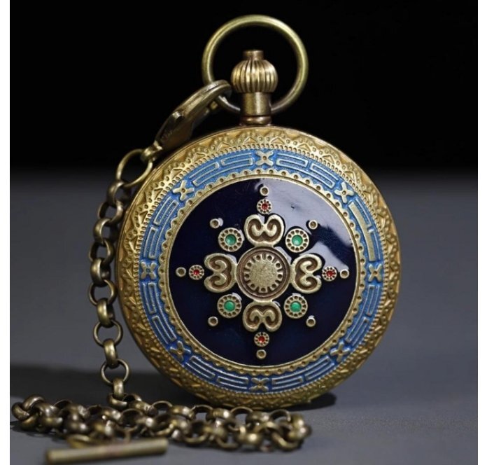 懐中時計 時計 復古 純銅 還流 西洋 エナメル彩 二開 機械レトロ 懐中時計拍卖