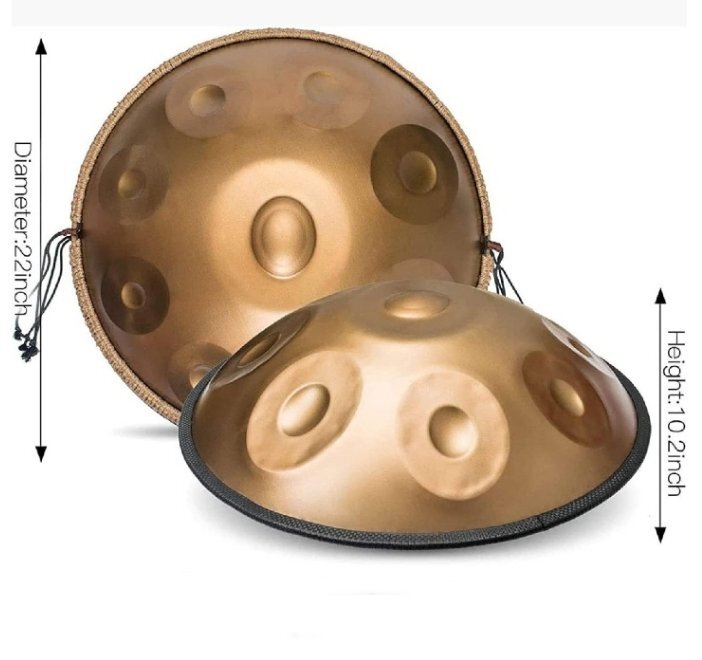 432hzハンドパンスチールドラム、9ノート22インチのスチールタンダム、ソフトハンドパンバッグ、サウンドヒーリングのためのハーモニックパ拍卖