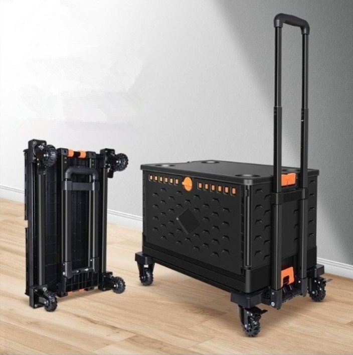 手押し台車 折りたたみ台車 4輪 ショッピングカートハンドキャリー耐荷重150kg荷物運搬 キャンプワゴン キャリーカート ブレーキ付き拍卖