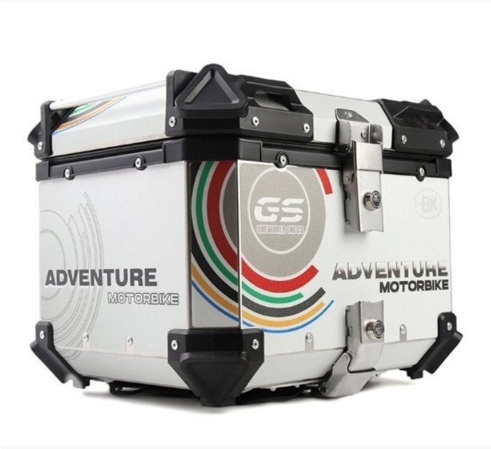 リアボックス モノキーケース バイク用トップケース 取り付け金具付き 容量55L 貼り絵 収納ケース 背もたれパッド別売 防水 鍵2本 シルバー拍卖