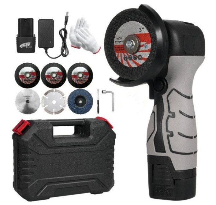 コードレスアングルグラインダー 7000RPM 電動研削ツールミニグラインダー 1 個 バッテリーと研磨ディスク付き研磨レンガ木石鋼の切断用拍卖