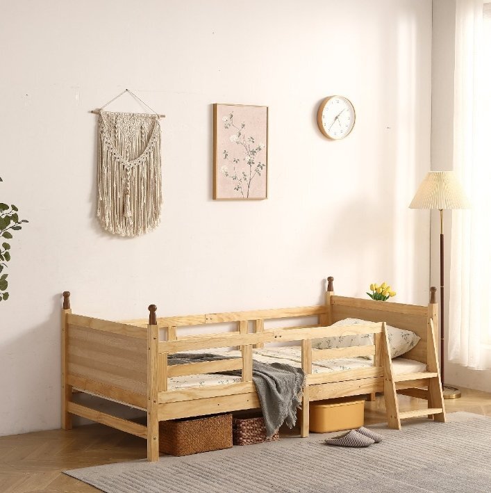 【国内発送】ロータイプ ロフトベッド 木製 システムベッド 子供ベッド ローハシゴ付く シングル ウッド ナチュラル 収納 北欧風 耐震 新作拍卖