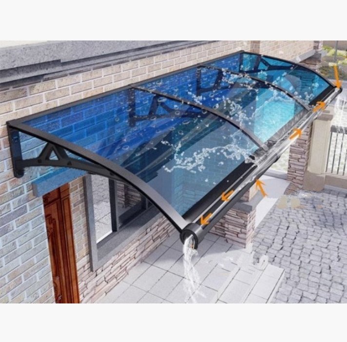 テラス屋根 庇 透明な ひさし 屋根庇 ひさし 雨よけ ポリカーボネートキャノピー 日よけ 防水能力 屋外用 雨どい庇 窓 玄関用 60*120cm拍卖