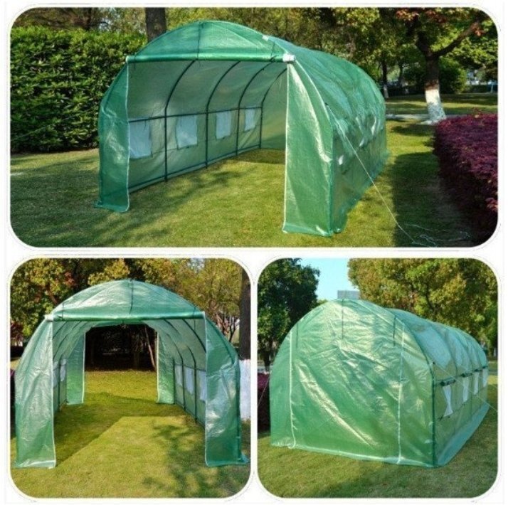 強力推薦★超強◆多機能◆中型いタイプ温室効果ハウス 植物保温園芸設備 プランテーション 栽培 資材置場 カーポート両門/6窓360x215x220cm拍卖