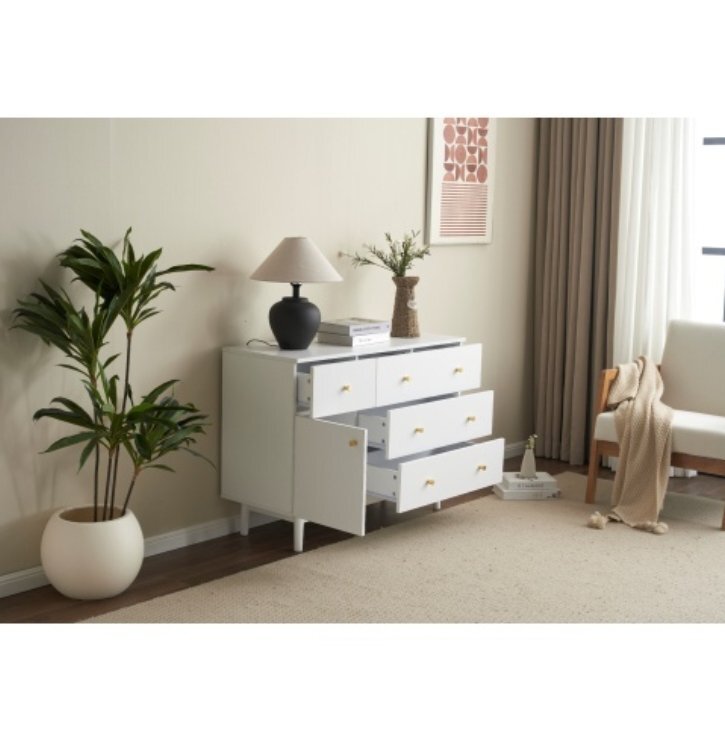 【国内発送】キャビネット サイドボード 引き出し5杯 チェスト 収納棚 リビング収納 幅100cm サイドボード リビングボード 洋服 タンス 収拍卖