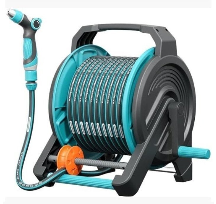 壁掛け/ポータブルガーデンホースリール 多機能ノズル ウォーターホースリール 4層複合水道管 多彩なスプレーモード (42.5m)拍卖