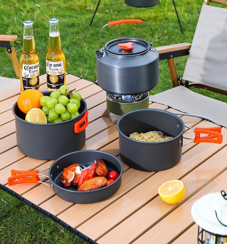 アウトドアキャンプピクニック装備キャンプ鍋道具一式炊飯器炊飯ポットカバー鍋セットつり鍋キャンプ炊事道具用品拍卖