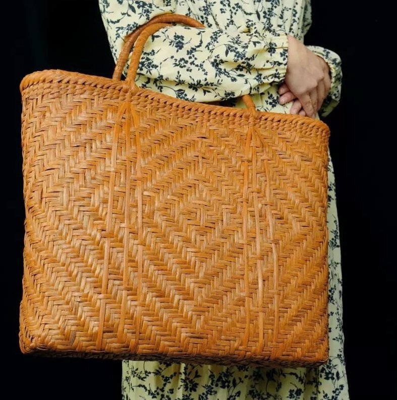 良い品質★ 手編み山葡萄籠バッグ 山葡萄かごバッグ バスケット籐かご 職人手作り良品拍卖