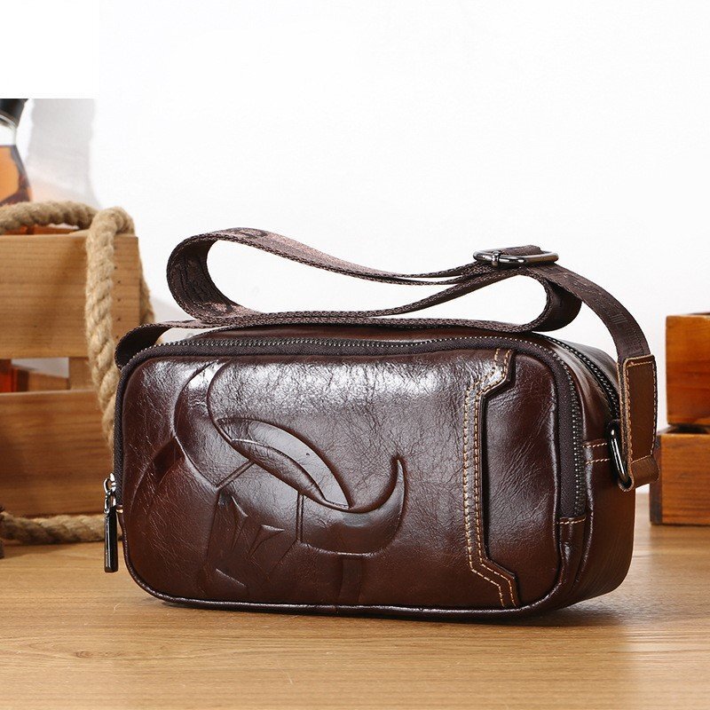 新型メンズ本革ビジネスカジュアルショルダーバッグ多機能横型ショルダーバッグ拍卖