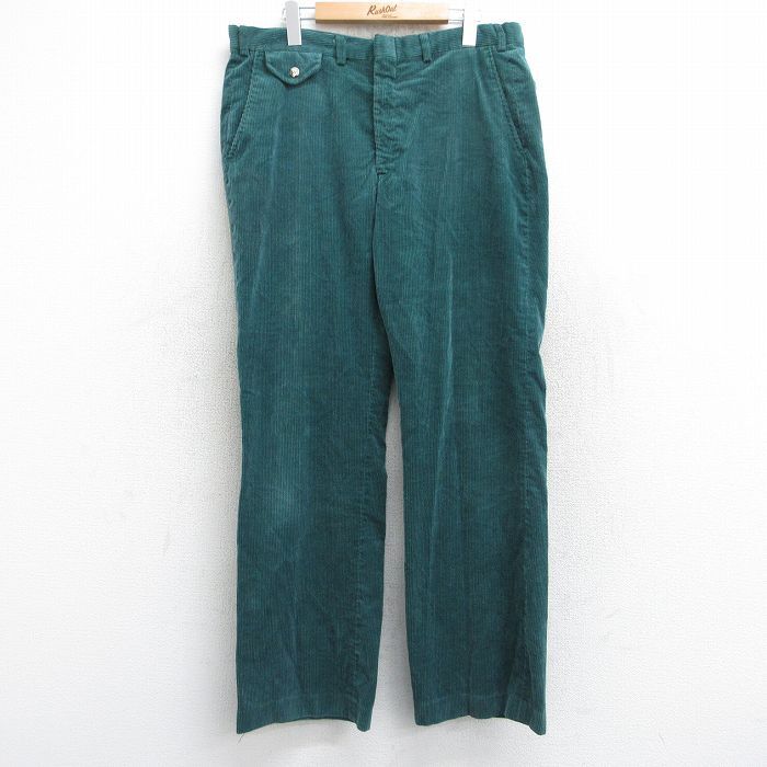 W36/古着 コーデュロイ パンツ メンズ 80s 太畝 タロン 緑 グリーン 25oct31 中古 ボトムス ロング拍卖