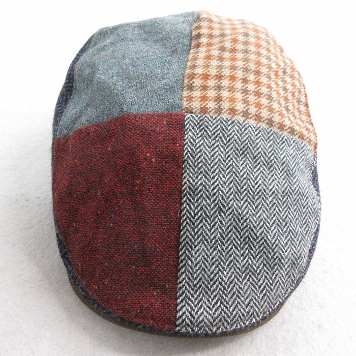 中古 ハンチング 00s パッチワーク 手織り ウール 茶他 ブラウン 25nov04拍卖