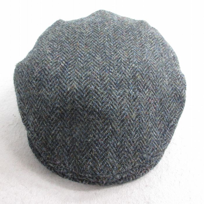 中古 ハリスツイード ハンチング 80s ヘリンボーン 手織り ウール 濃緑他 グリーン 25nov04拍卖