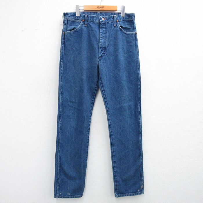 W34/古着 ラングラー ジーンズ メンズ 80s コットン 紺 ネイビー デニム 25nov04 中古 ボトムス ジーパン Gパン ロング パンツ拍卖