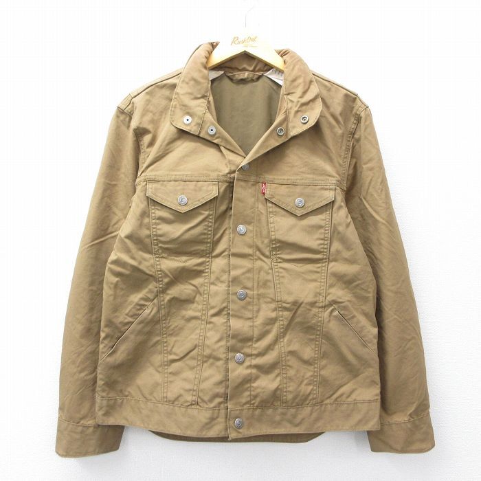 M/古着 リーバイス Levis 長袖 ジャケット メンズ ダック地 ベージュ系 カーキ 内側メッシュ 25nov04 中古 アウター ジャンパー ブルゾン拍卖
