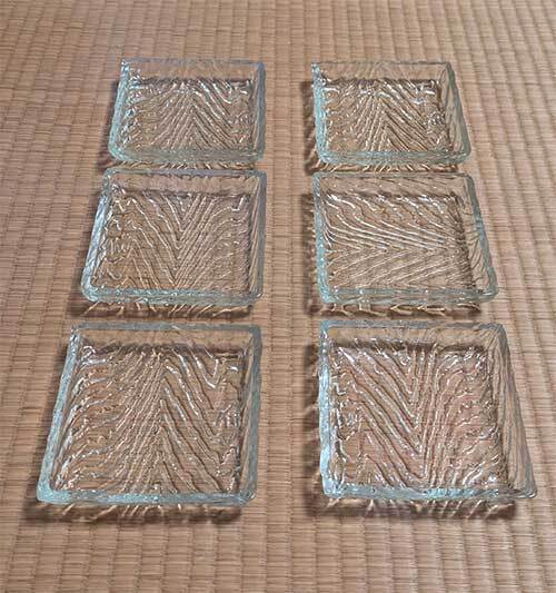 小皿 角皿 ガラス 6枚セット 約11.8cm角 器 和食器 未使用拍卖