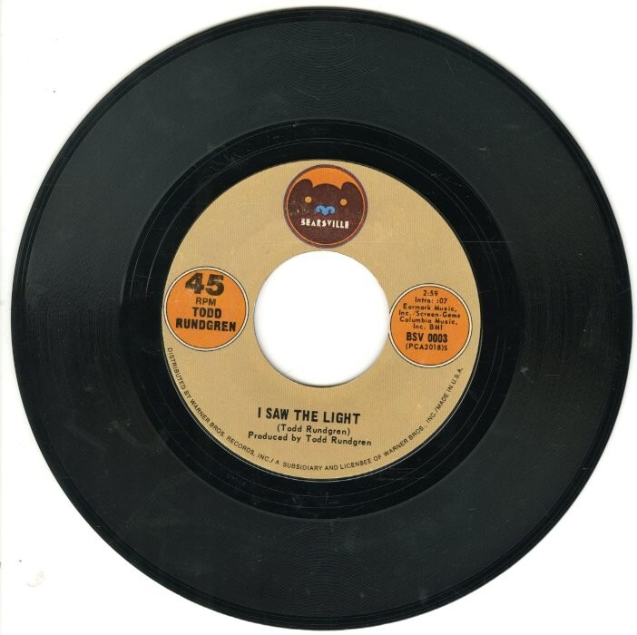 1972年 US盤 7インチ・シングル!Todd Rundgren / I Saw The Light【Bearsville / BSV 0003】トッド・ラングレン Something/Anything?拍卖