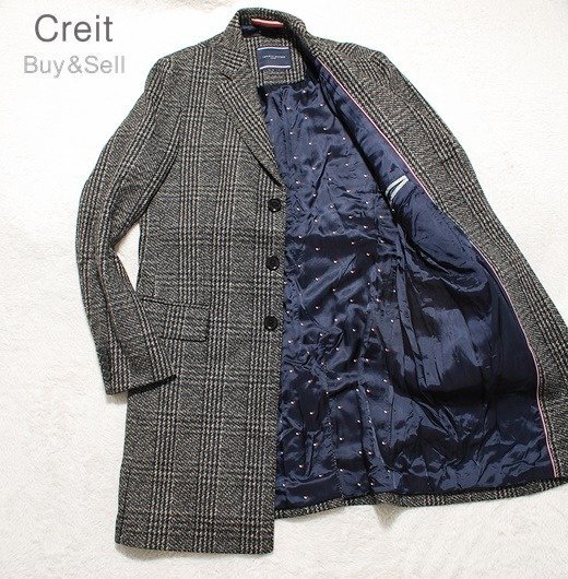E14■高級良品★Tommy Hilfigerトミーヒルフィガー★サイズ48カシミヤ混ウールジャケットブルゾンチェスターコート拍卖