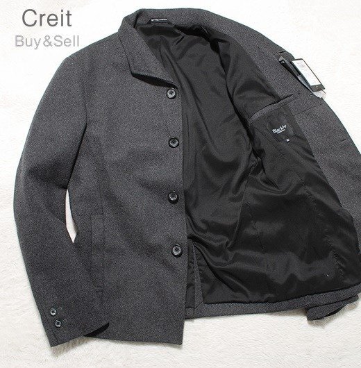 D209■新品定価1.9万/Mサイズ★Black by VANQUISHブラックバイヴァンキッシュウールジャケットブルゾンコート拍卖