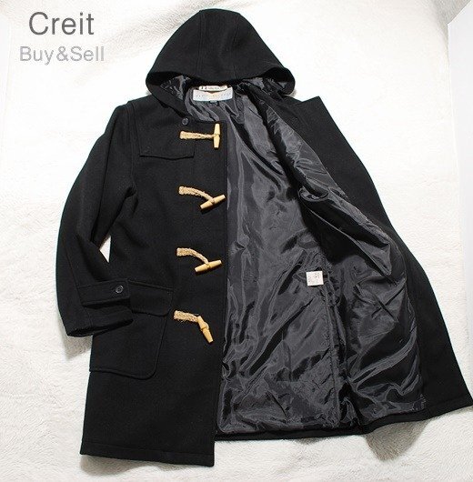 D206■イタリア製★MARINE BELWOOD★Mサイズフードウールダッフルジャケットブルゾンコート拍卖