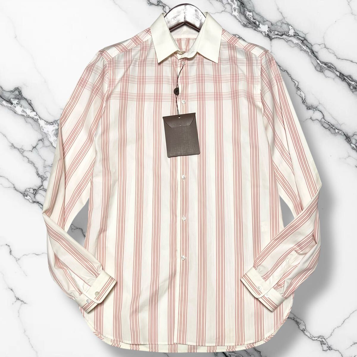 最高級◎Mサイズ ルイヴィトン【紳士のマストアイテム】LOUIS VUITTON チェック×ストライプ 長袖 シャツ カッター コットン◎メンズ拍卖