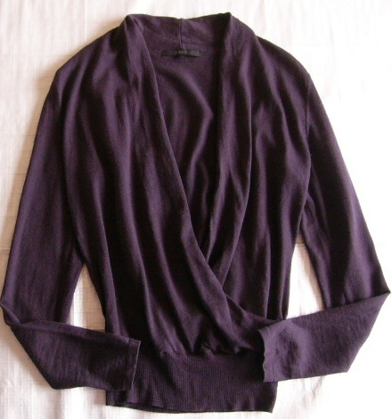 冬★アナイ★カシミアウール長袖ニット★38★9号★むらさき★カシュクールタイプ★ANAYI拍卖