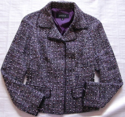 冬★エポカ★ウール混長袖ジャケット★40★9号★むらさきミックス★EPOCA拍卖