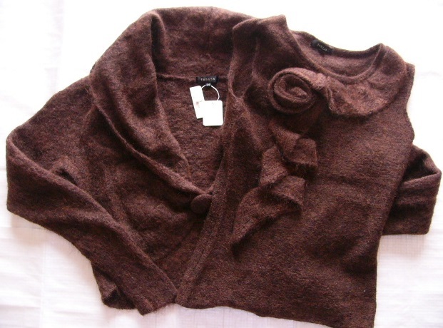 タバサ★長袖カーディガンとノースリーブニットのツインニットアンサンブル★36★9号くらい ★TABASA★こげ茶拍卖