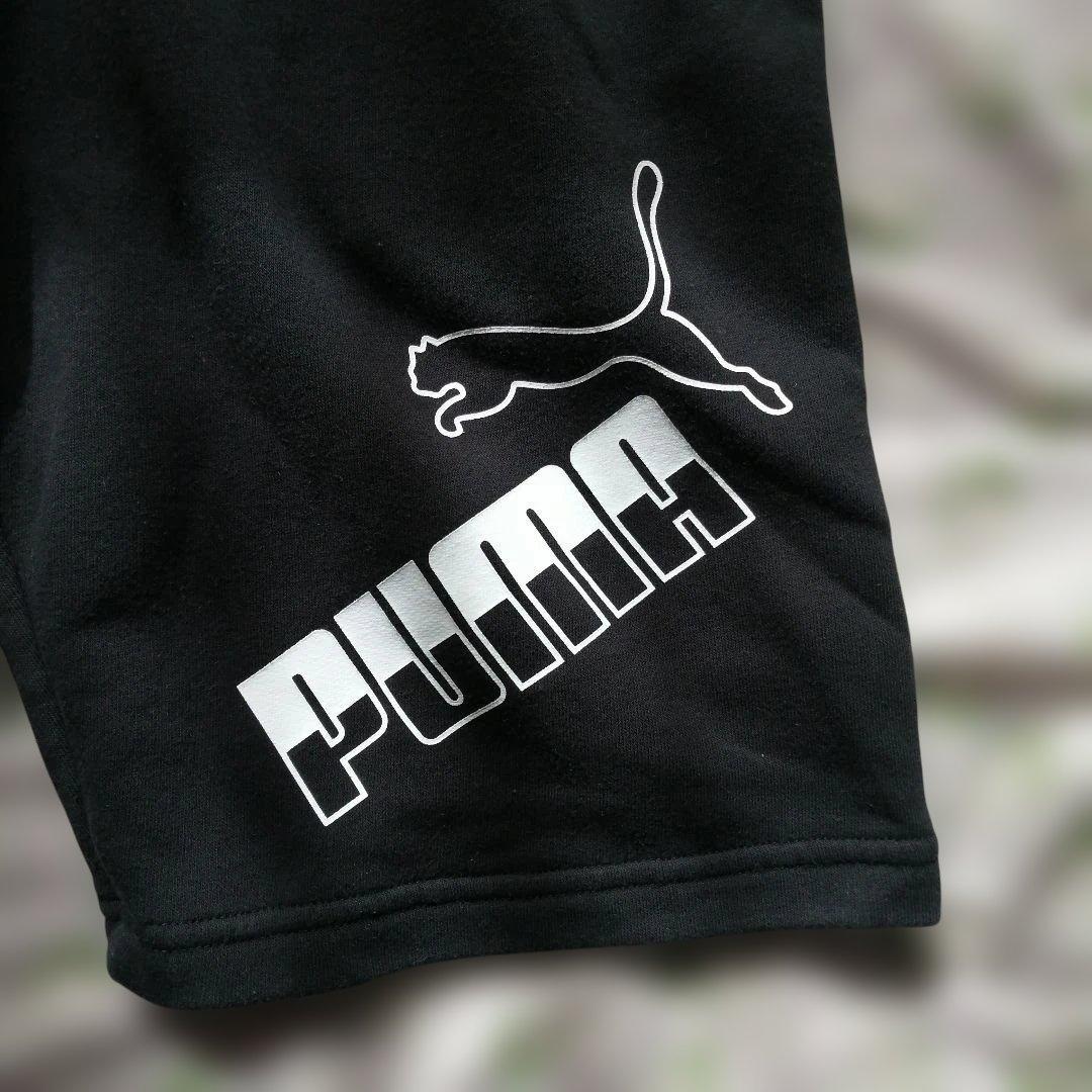 PUMA プーマ スエット ショートパンツ BIGプリント 黒拍卖