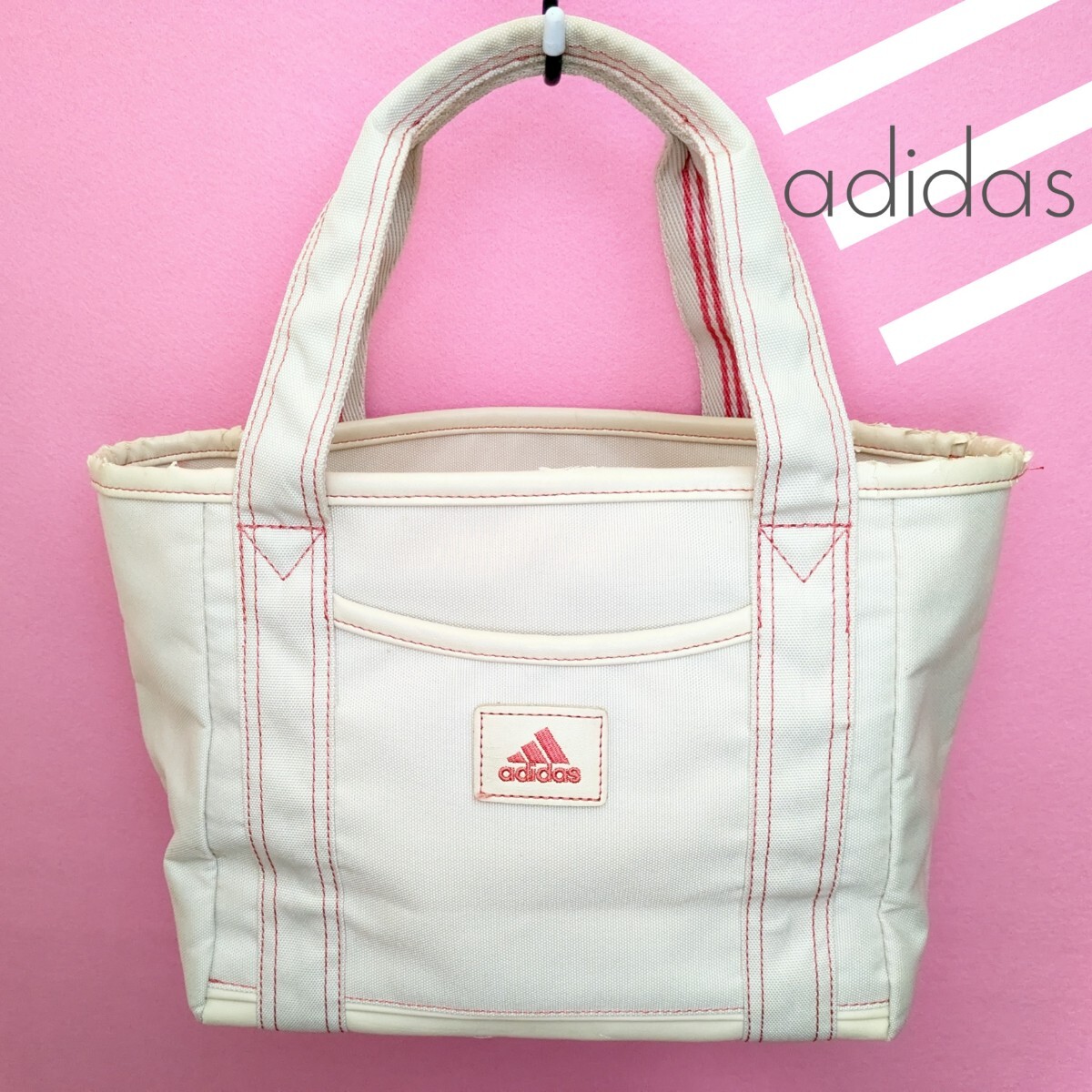 adidas アディダス ミニ トートバッグ アイボリー 中古品 3B395拍卖