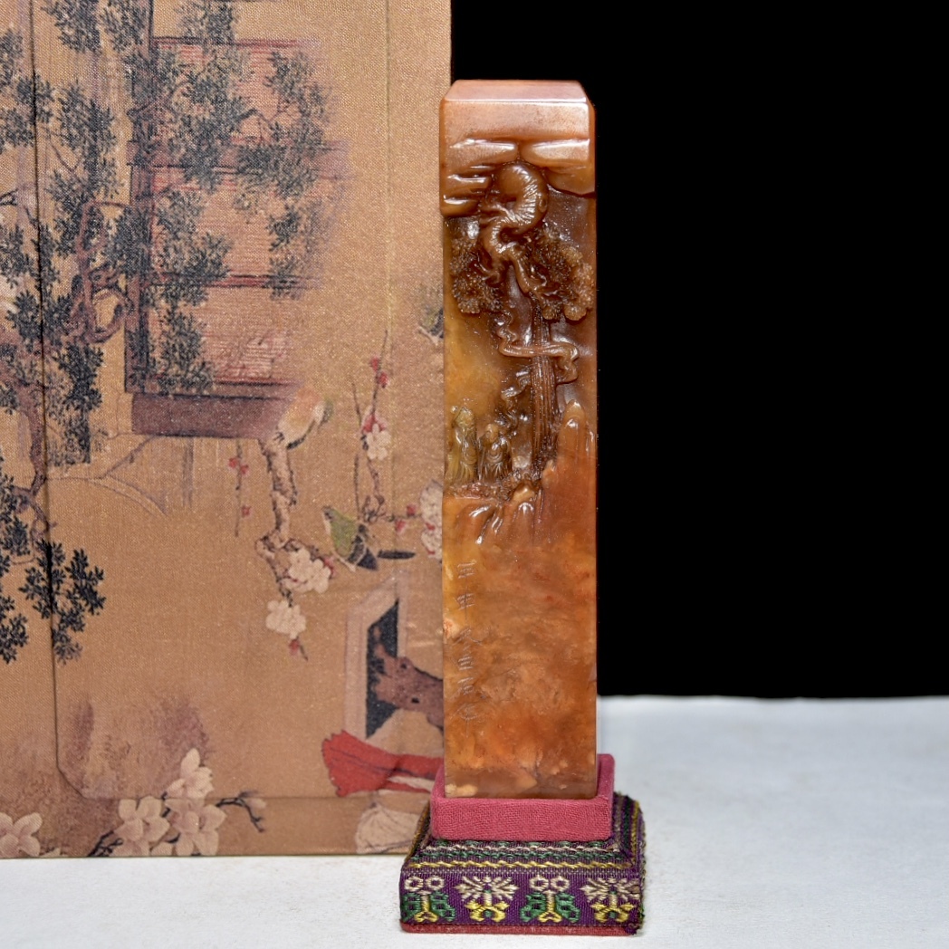 旧蔵 寿山石彫 田黄石 印章 文房具 古擺件 古置物 中国古玩 骨董品 時代物 稀少唐物拍卖