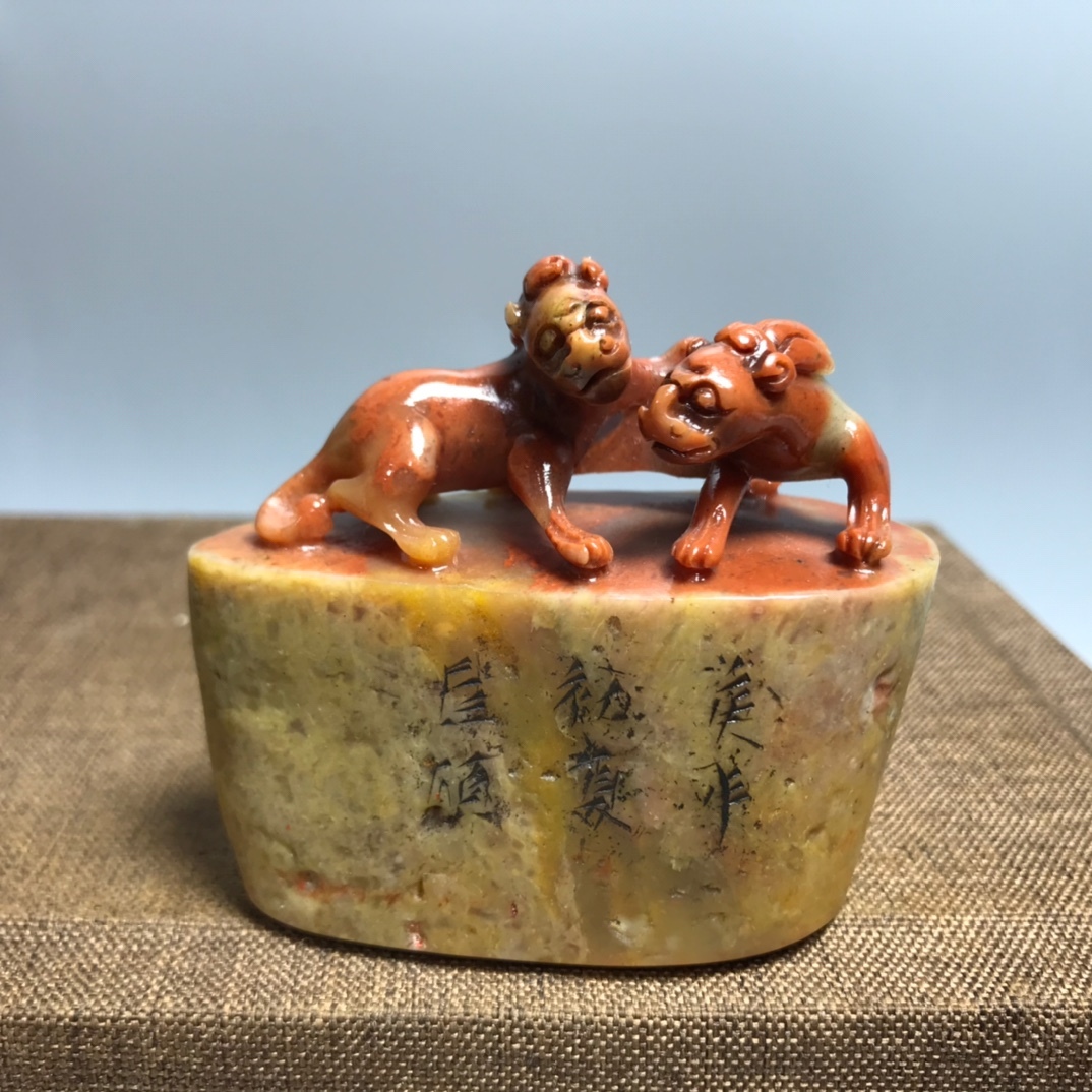 旧蔵 寿山石彫 芙蓉石 印章 古擺件 古置物 中国古玩 骨董品 時代物 稀少唐物拍卖